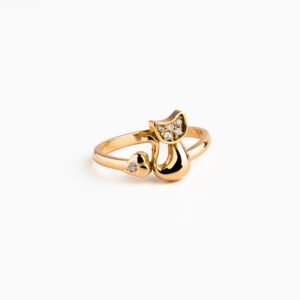 Anillo en oro rosado de 18 K en forma de Gato