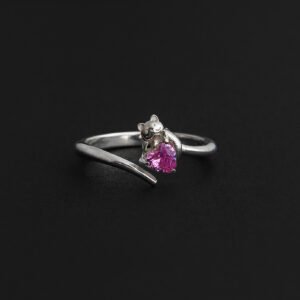 Anillo en plata 925 gato con circón