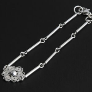 Pulsera plata 950 canutillos y flor