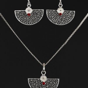 Juego aretes y dije en abanico