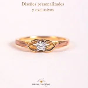 Anillo en oro amarillo y rosado 18K con diamante natural