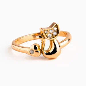 Anillo oro rosado 18K gato