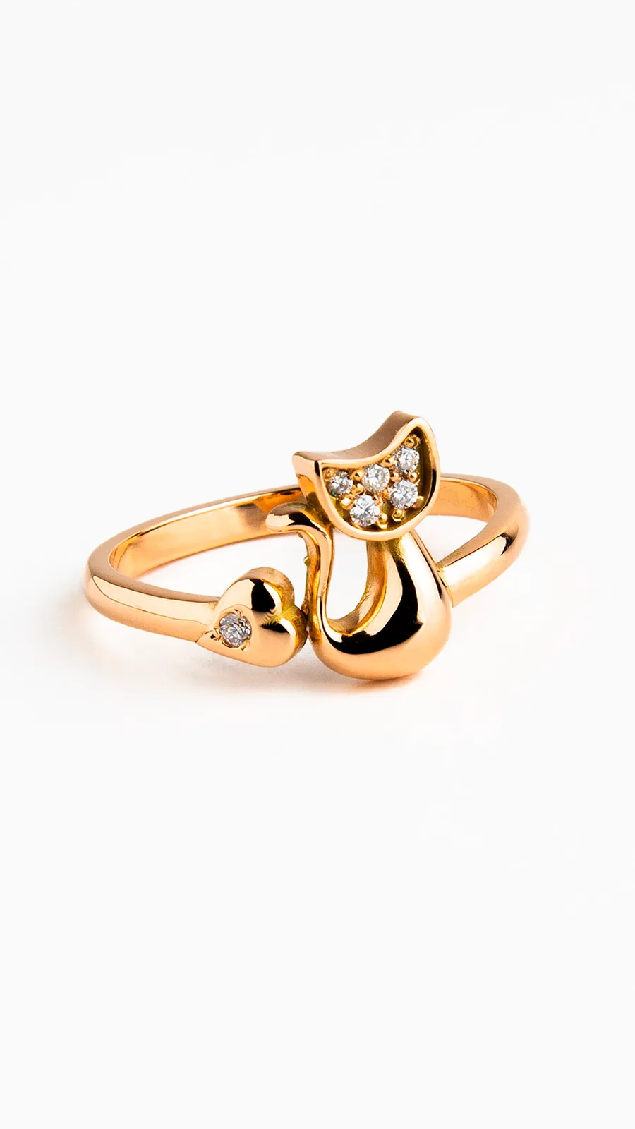 Anillo oro rosado 18K gato 1 Anillo oro rosado 18K gato