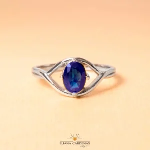 Anillos en oro blanco zafiro azul
