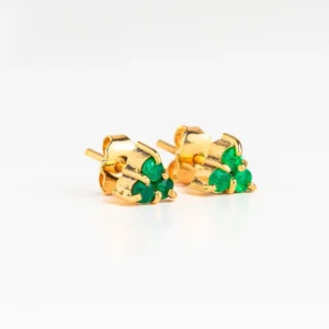 Topos en oro amarillo 18K con esmeraldas naturales