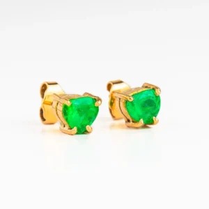 Topos en oro amarillo 18K esmeralda corazón